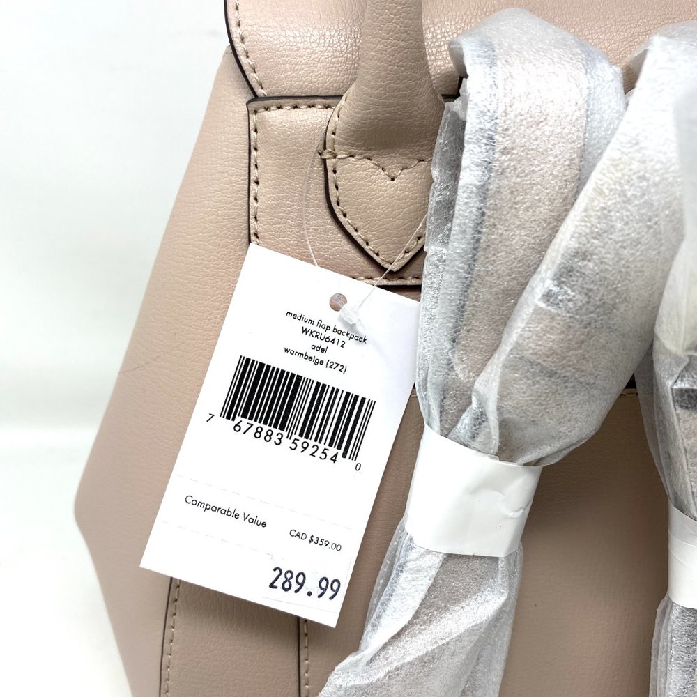 Kate Spade Adel Medium flap Leather Backpack Beige - Picture 4 of 7